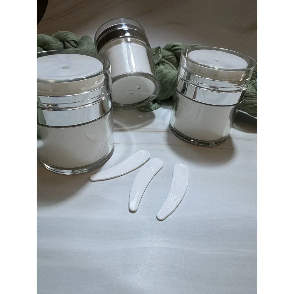 3 Pcs Pp Press Cream Jar Travel Face Lotion Pot‎ Cosmetic Vacuum Bottle 1.7 Oz